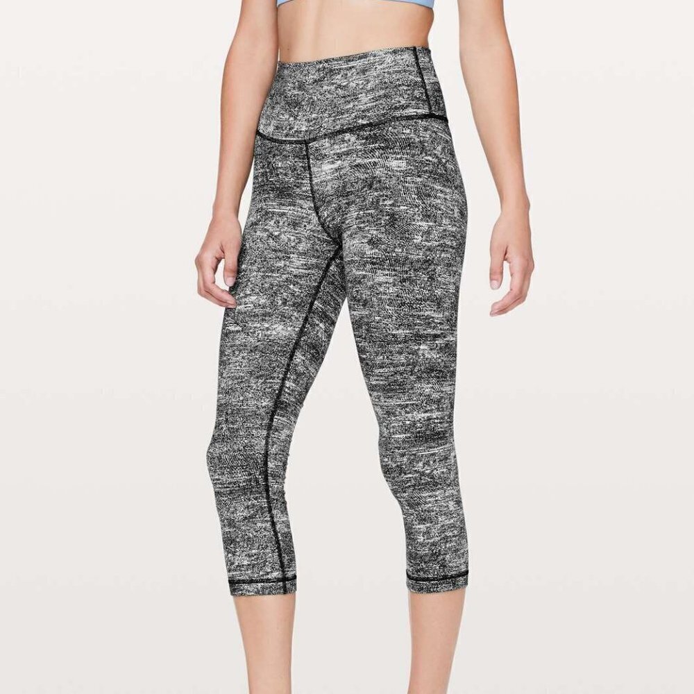 Lululemon Wunder Under Crop (Hi-Rise) *21" Rush Jacquard Black White - Picture 2 of 15